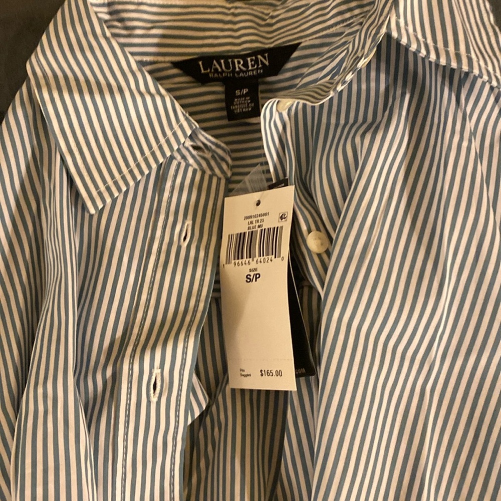 Ralph Lauren stripe summer shirt with extra material to do a twist tie.